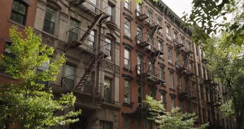 Renovated Brick Multi-Storey Apartment Building in New York City. Old Bro