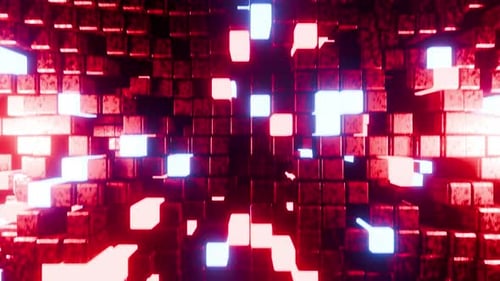 Animação de fundo Red Wave Cube Wall Vj Loop