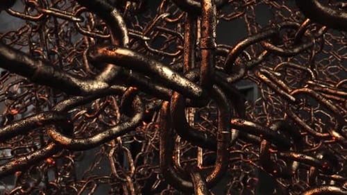 abstract background with tangled golden chains, shiny metallic texture, fashion intro