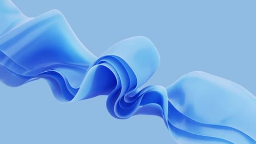 cycled 3d animation, flexible layered blue ribbons float in slow motion.
