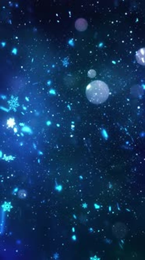 Glowing Blue Snowflakes Falling Christmas Background