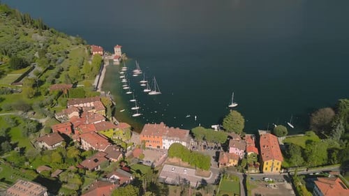 Experience the Stunning Aerial View of Lake Como and the Beautiful Village of Bellagio Italy