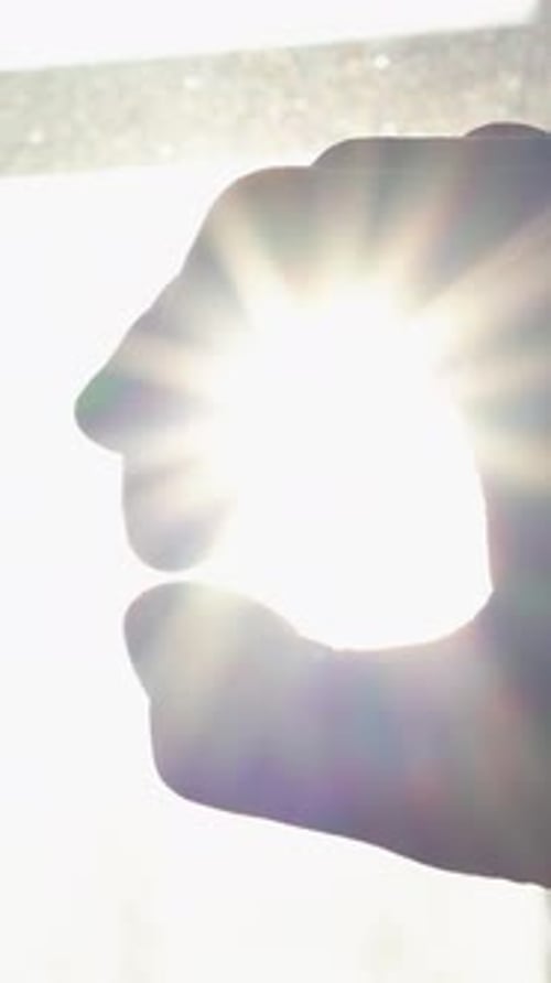 Hand Silhouette Blocking Bright Sunlight During the Day
