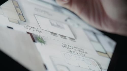 Architect Designs Digital Blueprint on Tablet With Stylus