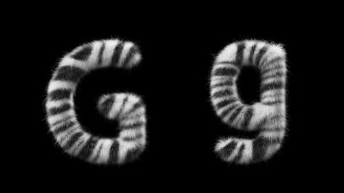 Animação 3D de uma letra de lã Zebra maiúscula e minúscula G