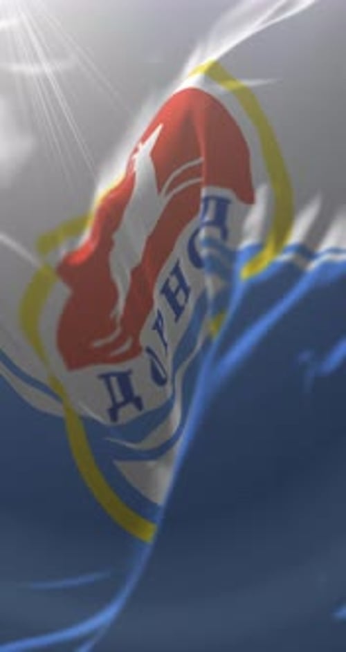 Waving Vertical Flag Animation with Stylized Animal Emblem