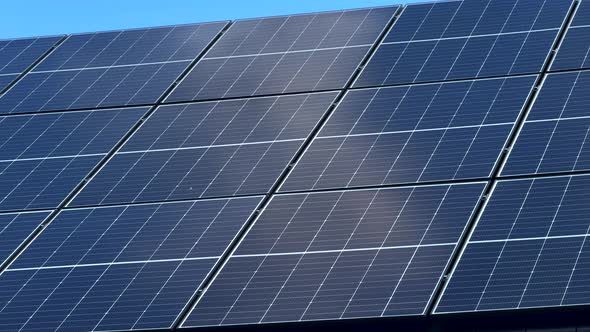 Solar panel units on roof of house on sunny day. Close up shot. Concept ...