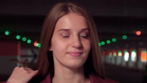 Beautiful Woman Posing in Urban Night Setting