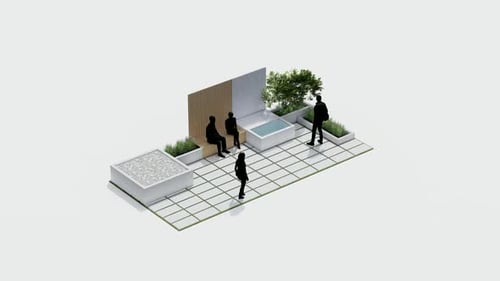 Minimalist Outdoor Space with Pool and Seating