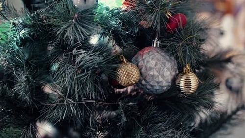Christmas Tree with Decorations and Festive Lights