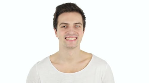 Young Adult Man Smiling on White Background