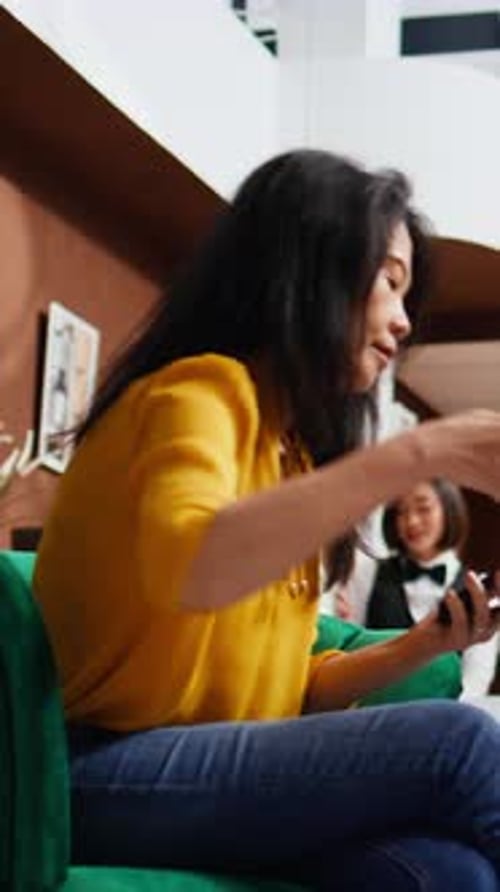 Vertical Video Tourist Scrolling Social Media Apps on Smartphone