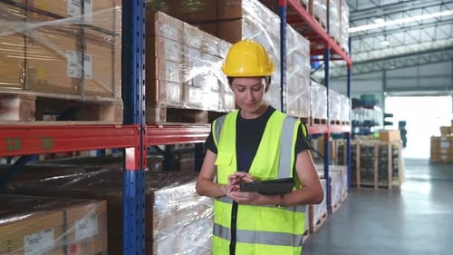 Head of worker in an auto parts warehouse,