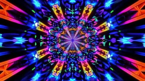 Kaleidoskop Neon VJ Tunnelschleife Buntes leuchtendes Muster Ab