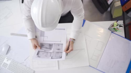 Interior designer is doing the interior design of the house or a place. Perspective Drawing.