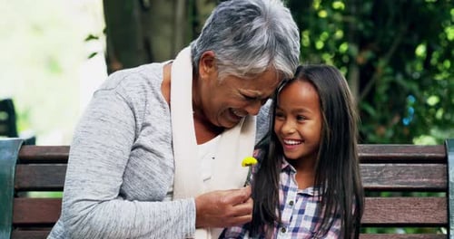 4k video footage of a grandmother bonding with her little granddaughter at the park