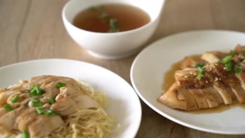 Delicious Chicken and Noodle Meal with Broth