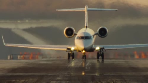 Regional Jet Takes off Over Camera