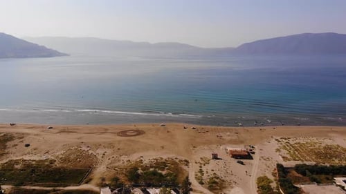 Aerial Beach Footage Albania Vlore Old Beach Coast Line