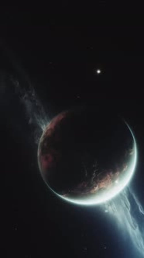 Rotating Alien Planet in Deep Space Nebula Animation