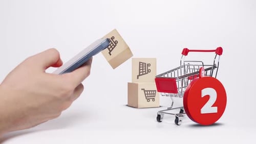 E-commerce Shopping Cart Items Count Animated from Smartphone