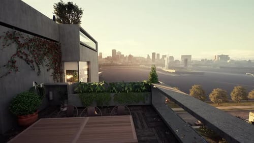 City View Balcony With Table and Chairs