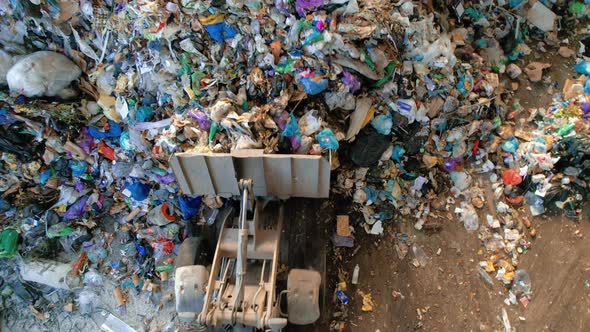 Garbage track moving trash at a sorting plant, slow motion, Industrial ...