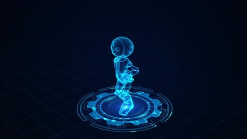 Holographic Robot Engaging In Futuristic Dance Moves