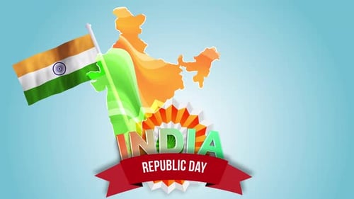 India Republic Day Celebration Title Reveal with Flag and Map Animation