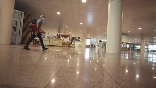 Running late rushing to board flight at Barcelona El Prat airport