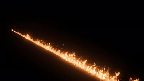 Trail of Fire. Burning Line. Fire Line. Fire Trail on Road