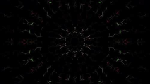 linhas abstratas, luz colorida, brilhando, forma redonda no centro, fundo preto