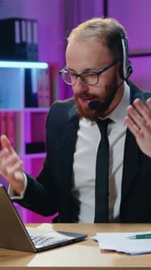 Business Concept Where Attractive Successful Experienced Purposeful Modern Bearded Office Manager in