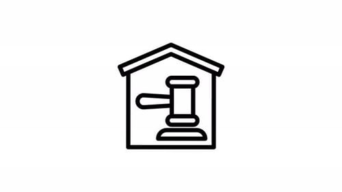 animación de iconos de línea de casas de subastas