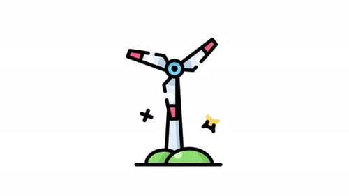 Decorative Animated Wind Turbine Icon for Green Energy Concepts