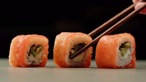 Sushi Sashimi Nigiri Platter Japanese Gunkan Maki Sushi Restaurant Fresh Tuna and Salmon Slices in