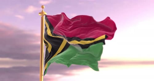 Vanuatu Flag Waving Realistic Loop