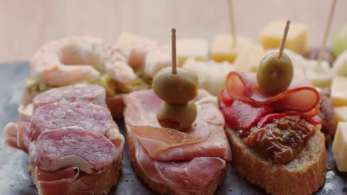 Italian or Spanish Restaurant with Traditional Tapas Food Spanish Cuisine Delicious Tapas and Cheese