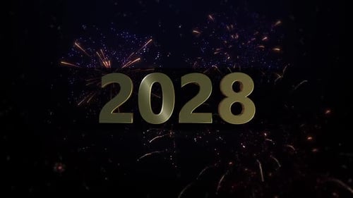 3d New Year 2028 Gold