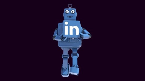 Icône de promotion et de maintien d'un robot sur Linkedin
