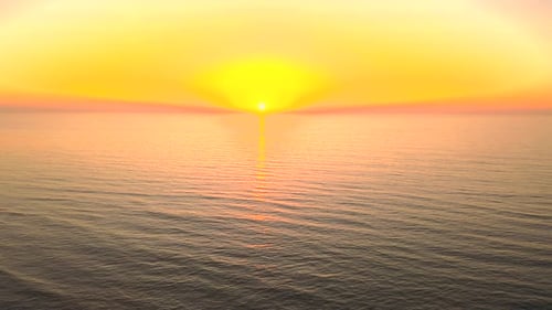 Evening, golden hour sunset over the ocean, 4k drone video