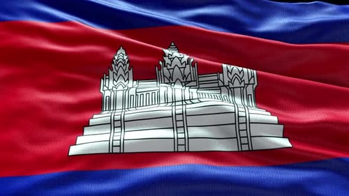 Realistic Waving Cambodia National Flag Seamless Loop