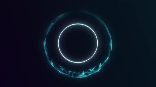 Bright green dynamic sphere of energy particles with white circle glowing core on dark background