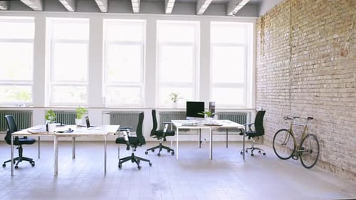 The Interior of Big Bright Empty Modern Office After Work