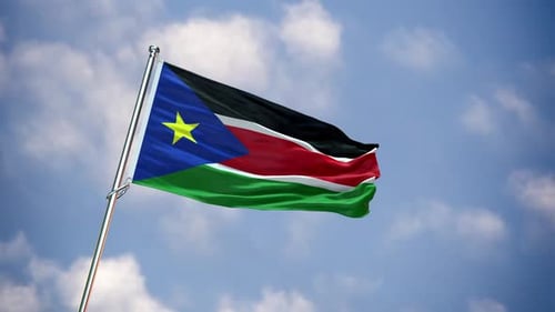 Realistic Flag South Sudan