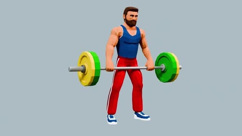 3D Animated Weightlifter Doing Upright Row Exercise