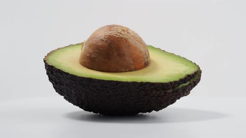 Halved Avocado with Pit Close Up