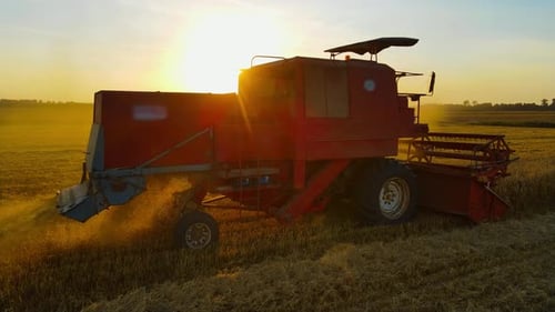 Combine in Agriculture Field