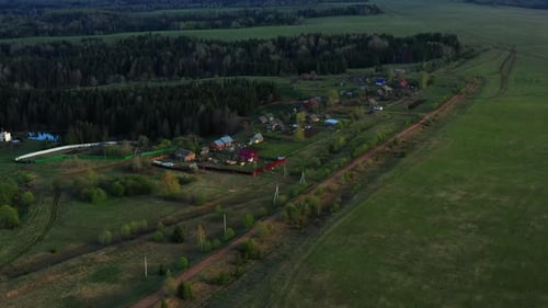 Summer View of a Small Provincial Town From a Helicopter ClipA Green City in the Middle of Forests