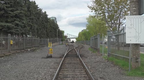 established of a railway in the Old Port district area of Montreal city Quebec